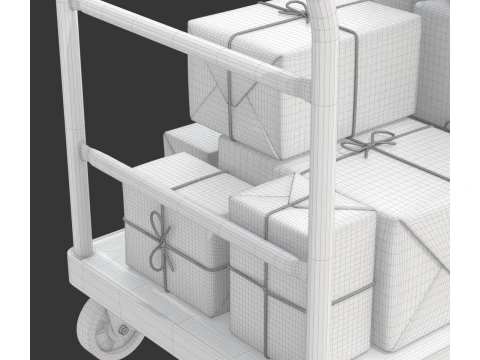 Carrinho de armaz&eacute;m com pacote embrulhado Modelo 3D