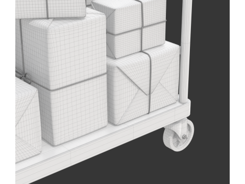 Warehouse Trolley With Wrapped Parcel 3D मॉडल