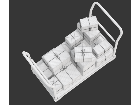 Warehouse Trolley With Wrapped Parcel 3D मॉडल