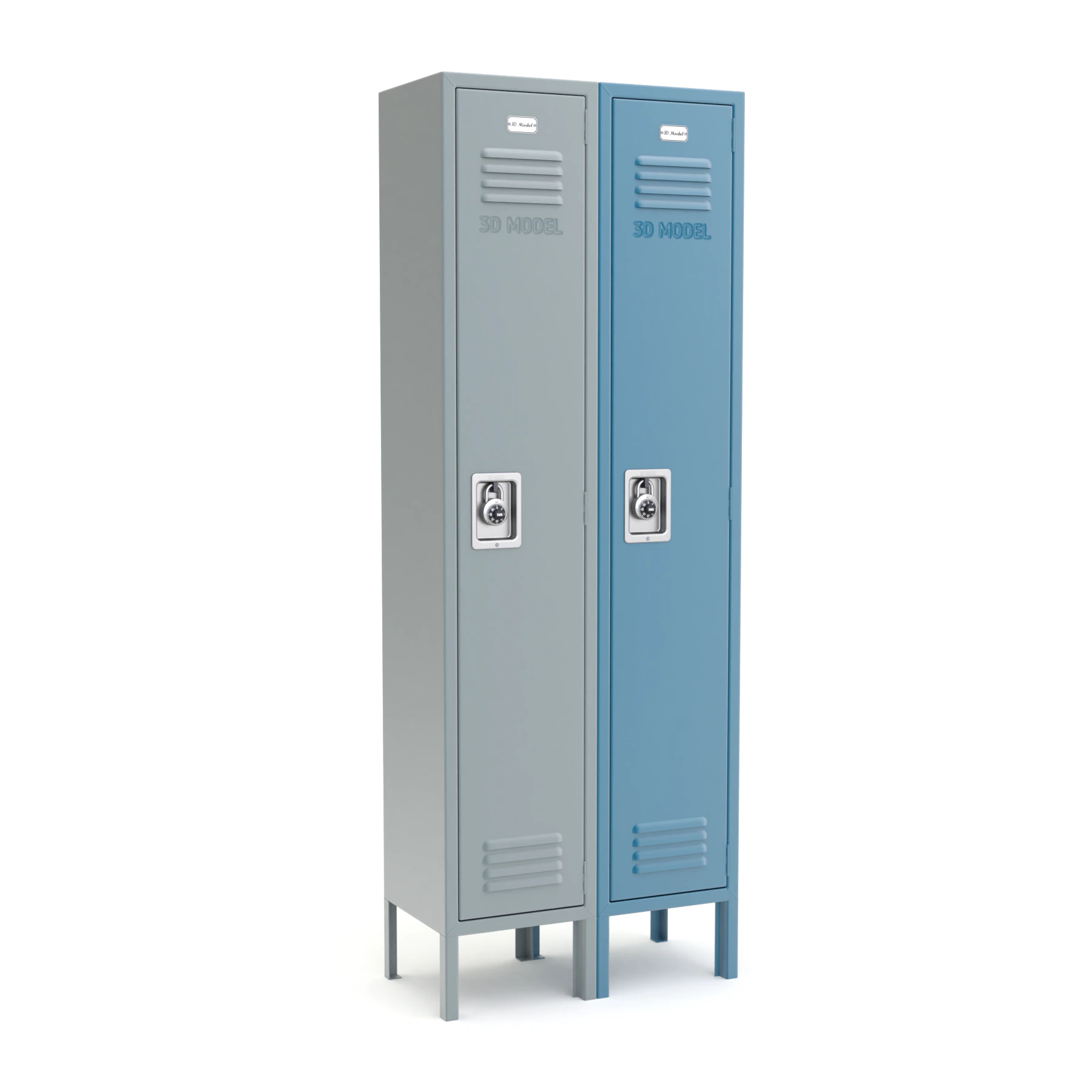 Metal Locker With Padlock 3D Model .c4d .max .obj .3ds .fbx .stl .blend