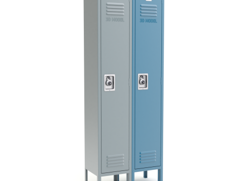 Metal Locker With Padlock 3D Модель