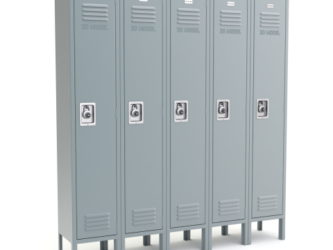 Metal Locker With Padlock Model 3D