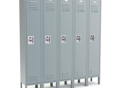 Metal Locker With Padlock 3D Model