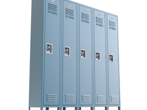Metal Locker With Padlock Model 3D