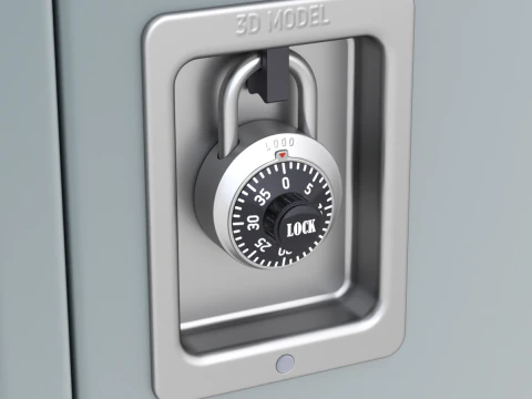 Metal Locker With Padlock 3D Model