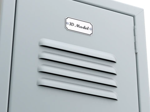 Metal Locker With Padlock 3D Model