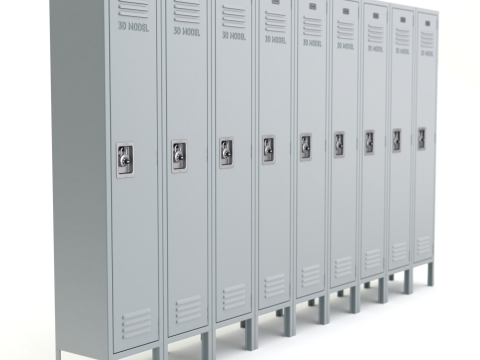 Metal Locker With Padlock Model 3D