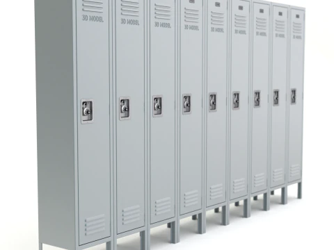 Metal Locker With Padlock 3D Model