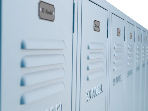 Metal Locker With Padlock 3D Model