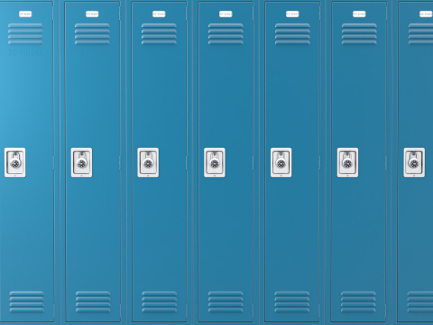 Metal Locker With Padlock Model 3D
