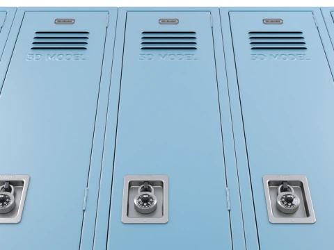 Metal Locker With Padlock 3D Model