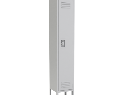 Metal Locker With Padlock Model 3D