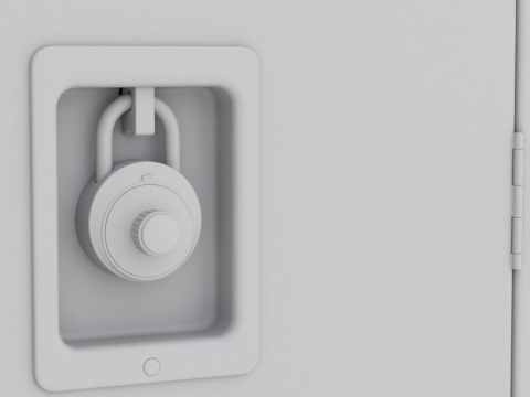 Metal Locker With Padlock Model 3D