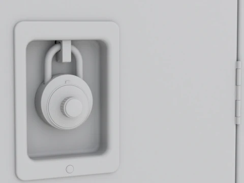 Metal Locker With Padlock 3D Model