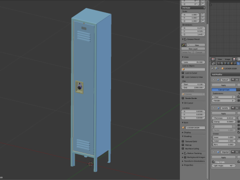 Metal Locker With Padlock Model 3D