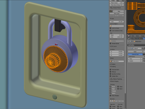 Metal Locker With Padlock Model 3D