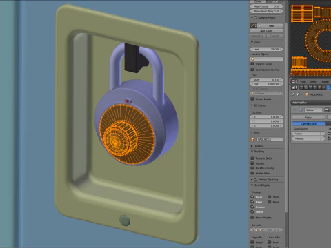 Metal Locker With Padlock 3D Model