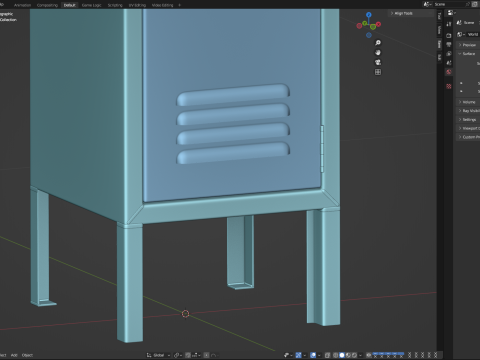 Metal Locker With Padlock Model 3D