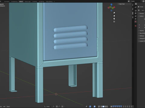 Metal Locker With Padlock 3D Model