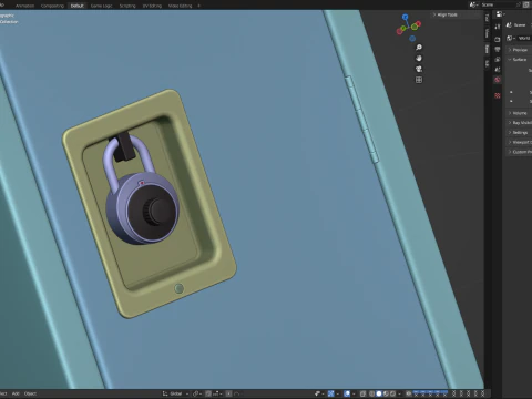Metal Locker With Padlock 3D Model