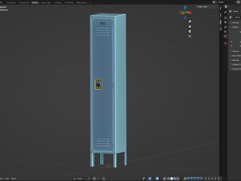 Metal Locker With Padlock Model 3D