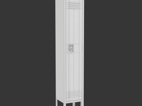 Metal Locker With Padlock Model 3D