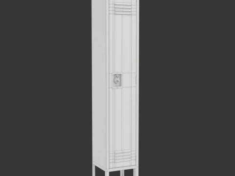 Metal Locker With Padlock 3D Model