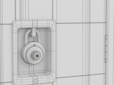 Metal Locker With Padlock Model 3D