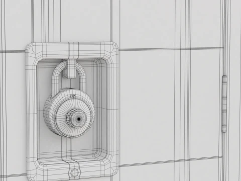 Metal Locker With Padlock 3D Model
