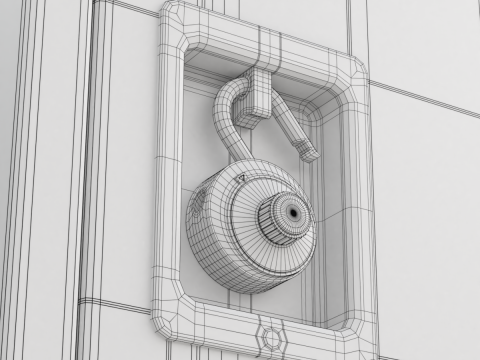 Metal Locker With Padlock Model 3D