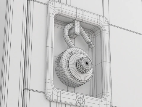 Metal Locker With Padlock 3D Model