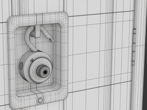 Metal Locker With Padlock 3D Model