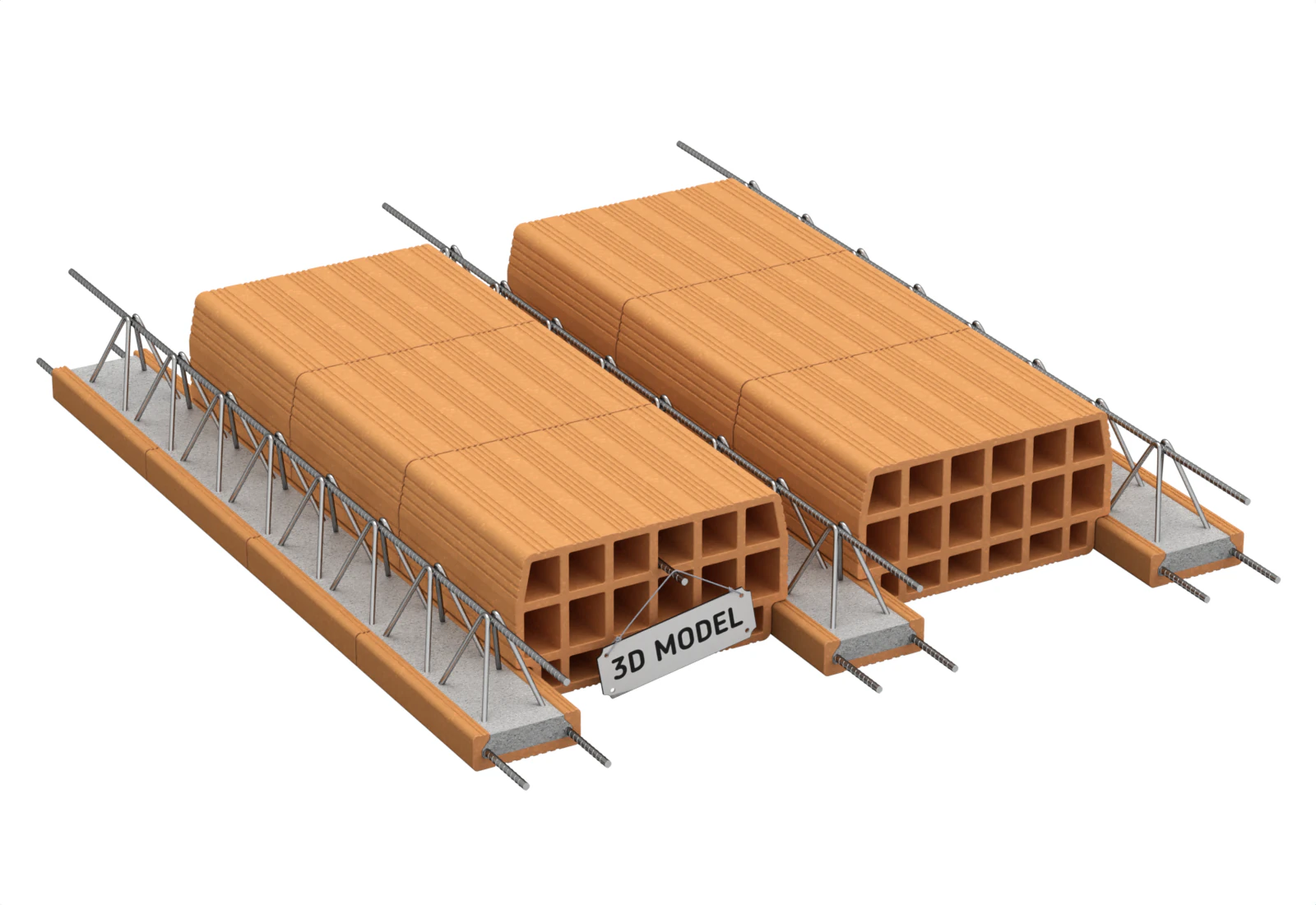 Sistema de bloco de laje de piso de argila oca Modelo 3D .c4d .max .obj .3ds .fbx .stl .blend 