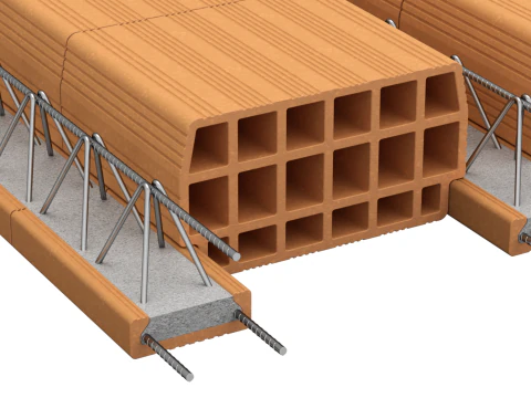 Sistema de bloco de laje de piso de argila oca Modelo 3D
