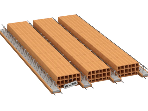 Sistema de bloco de laje de piso de argila oca Modelo 3D
