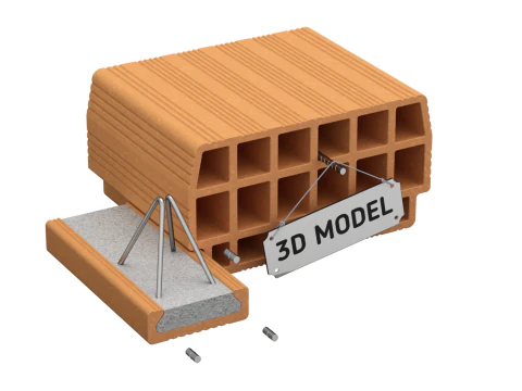 Sistema de bloco de laje de piso de argila oca Modelo 3D
