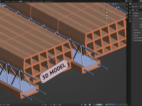 Sistema de bloco de laje de piso de argila oca Modelo 3D