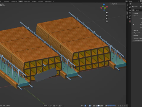 Sistema de bloco de laje de piso de argila oca Modelo 3D