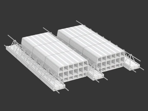 Sistema de bloco de laje de piso de argila oca Modelo 3D