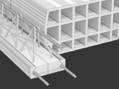Sistema de bloco de laje de piso de argila oca Modelo 3D