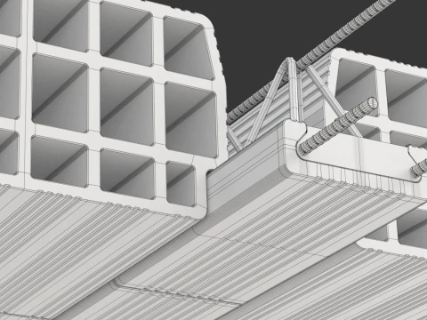 Sistema de bloco de laje de piso de argila oca Modelo 3D