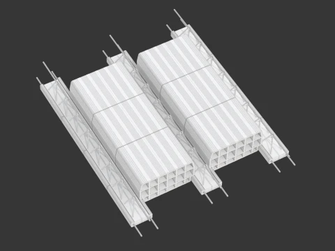 Sistema de bloco de laje de piso de argila oca Modelo 3D