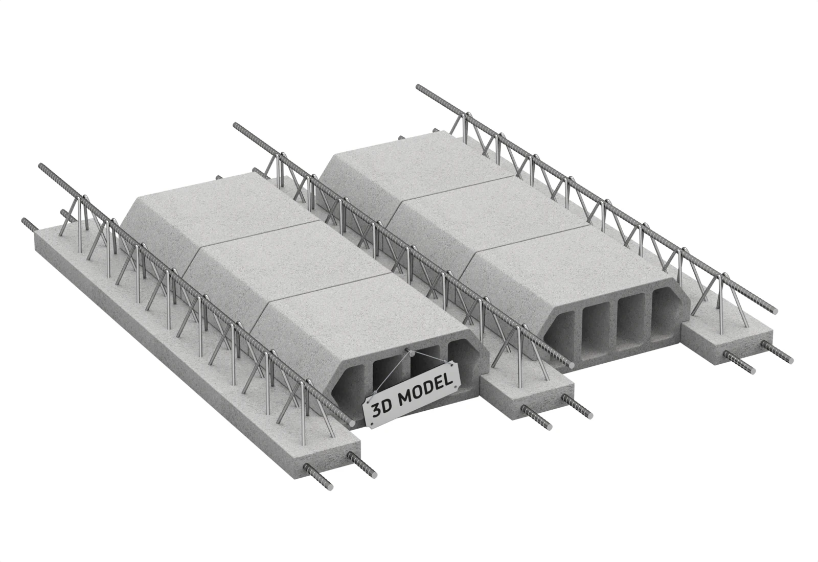 Concrete Floor Slab Block System 3D Model .c4d .max .obj .3ds .fbx .stl .blend 