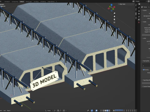 Concrete Floor Slab Block System 3D Model