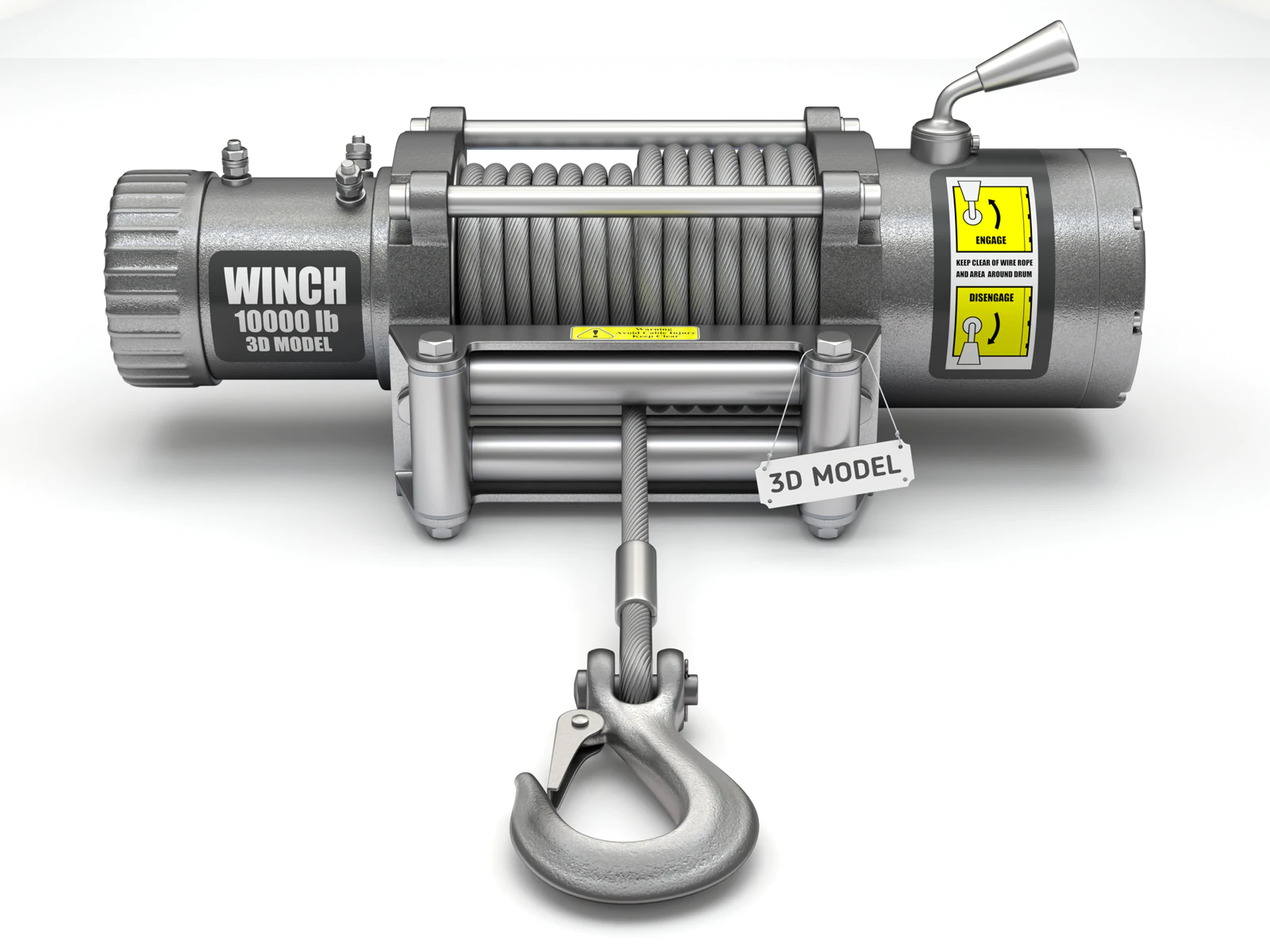 Electric Winch 3D Model .c4d .max .obj .3ds .fbx .stl .blend 