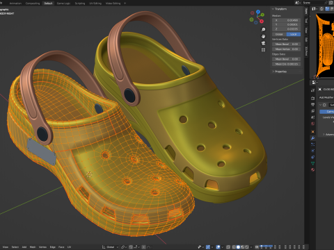 Garden Rubber Clogs Shoes 3D Модель