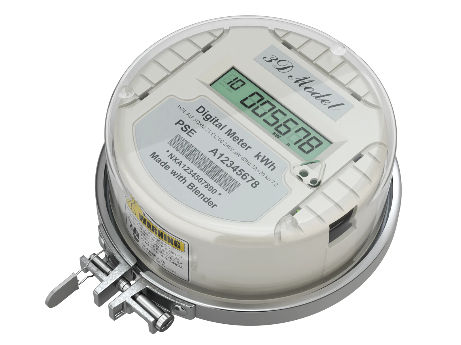 Smart Electric Meter 3D Model .c4d .max .obj .3ds .fbx .stl .blend 