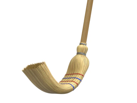 Straw Broom with Dustpan 3D Model