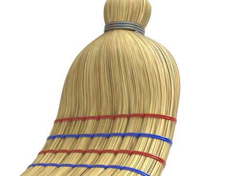 Straw Broom with Dustpan 3D Model