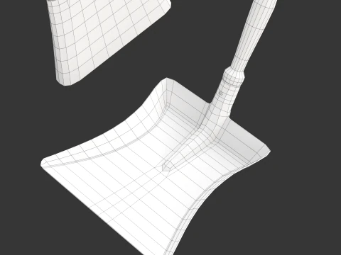 Straw Broom with Dustpan 3D Model